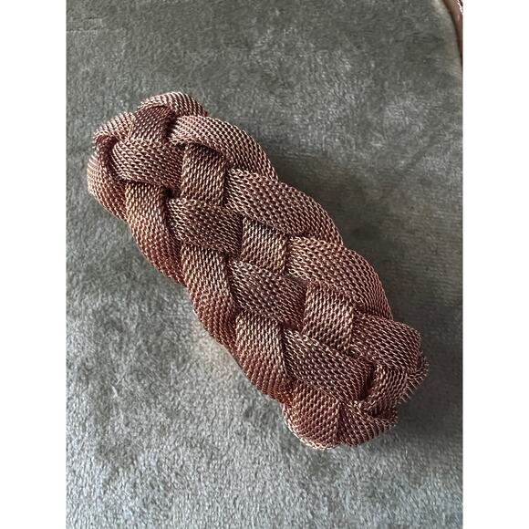 Gold Tone Braided Mesh Bracelet 7.25” Magnetic Clasp Retro Style - Picture 1 of 9